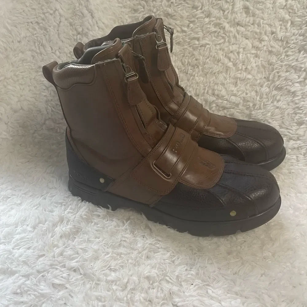 Polo Ralph Lauren Men's Darrance Ankle Boot, Tan/ Black SZ13D